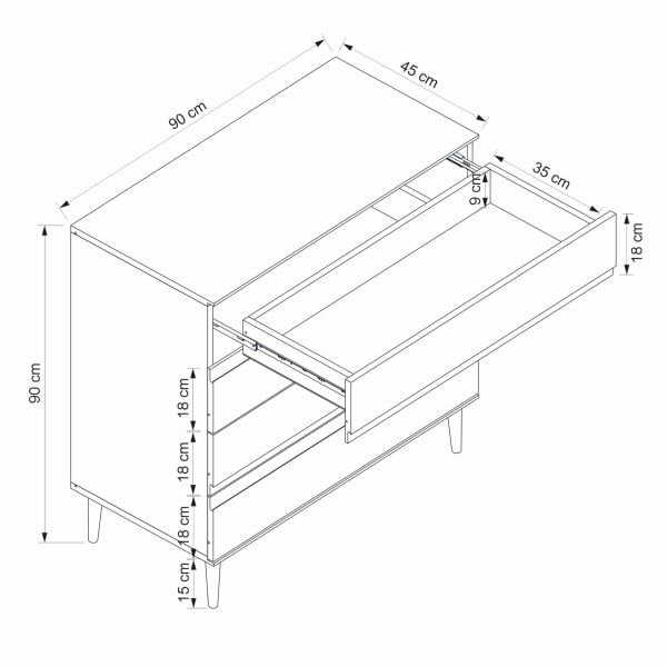Star Şifonyer 4C Soft - Kumtası Siyah