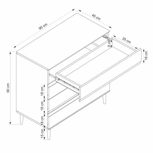 Star Şifonyer 4C Soft - Kumtası Siyah