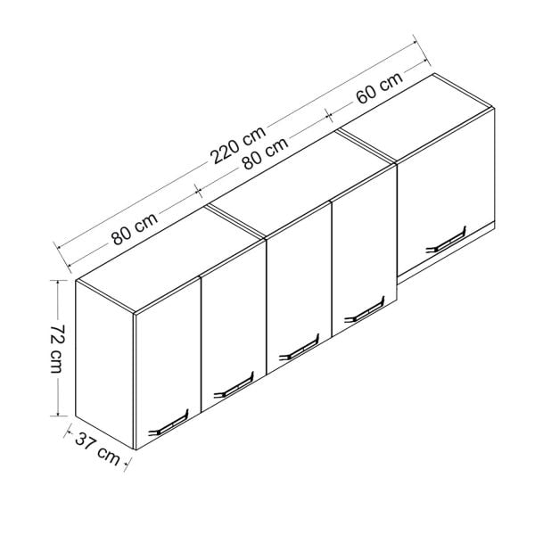 Minar 220 Cm Mutfak Dolabı Beyaz 220-B5-Üst Modül