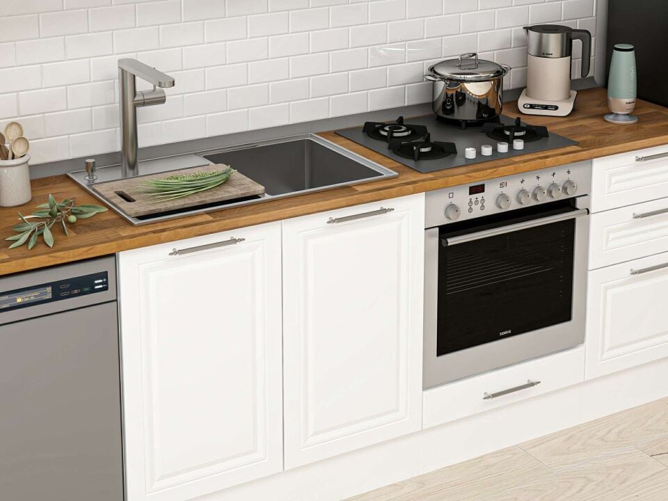 Alvinka 300X210 Cm Klasik Mebran Mutfak Dolabı Beyaz Beyaz Mb-E80B50S50-1