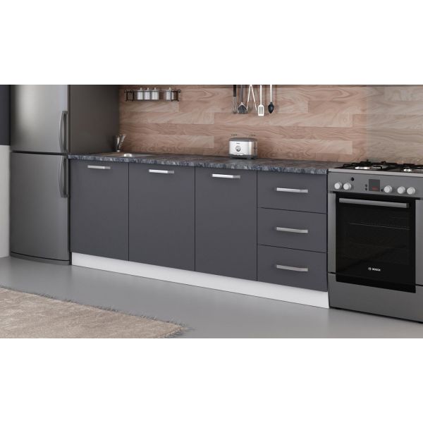 Minar 220 Cm Mutfak Dolabı Beyaz Antrasit 220-A1-Alt Modül