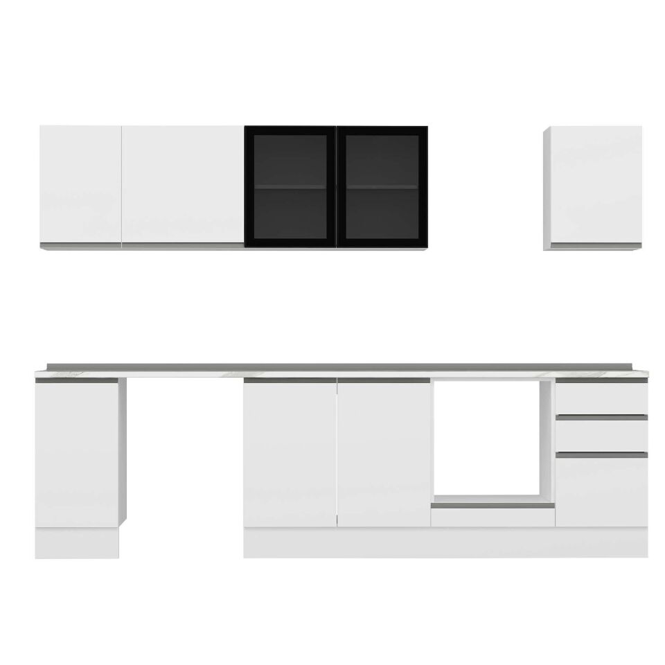 Alvinka 285X210 Cm High Gloss Mutfak Dolabı M-E80S40S45-3 High Gloss | Beyaz - Mdf