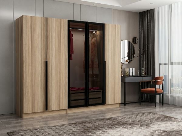 Kale Plus 5 Kapaklı 2Ç Dolap Dore Plus Dore Füme Cam