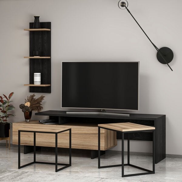 Vera Zigonlu Tv Ünitesi - Dore/Senkron Siyah