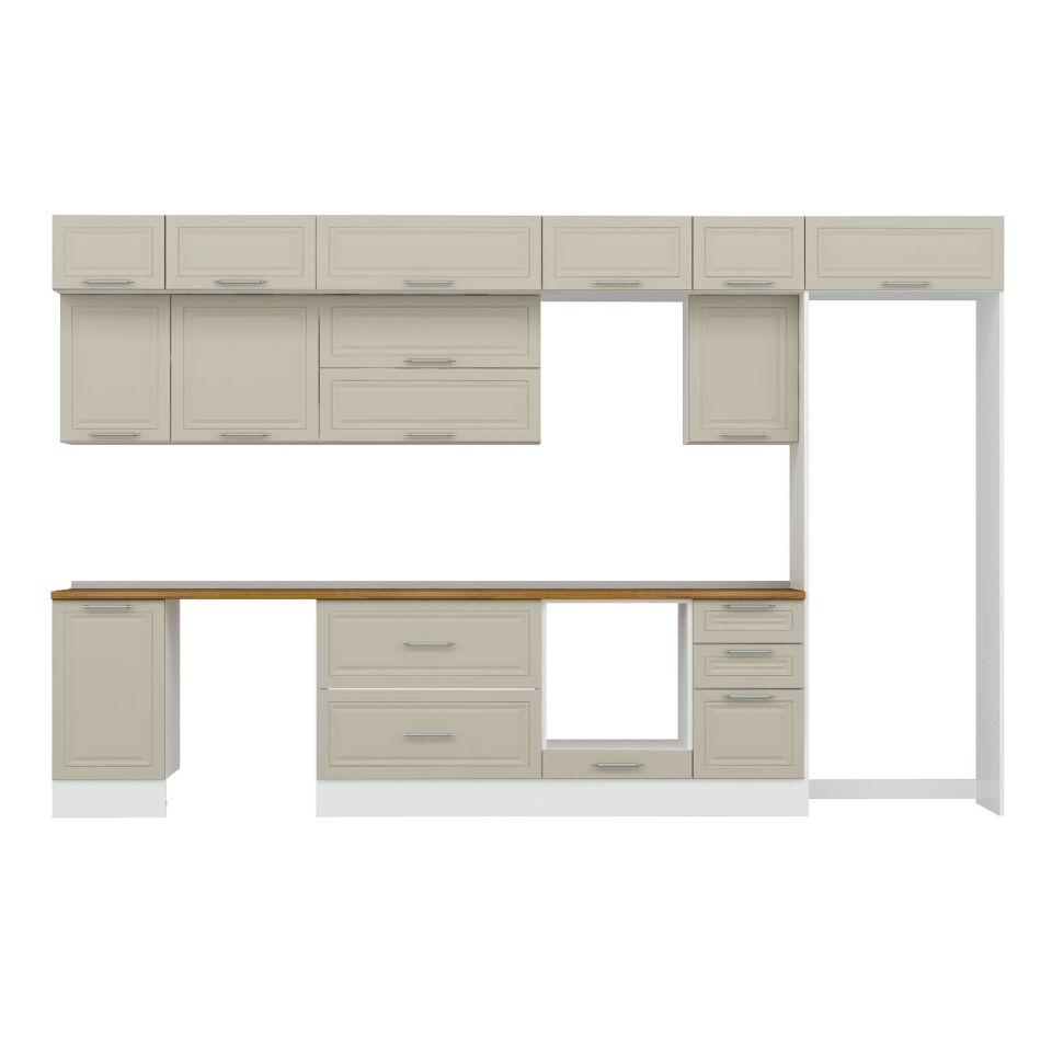 Alvinka 380X240 Cm Klasik Mebran Mutfak Dolabı Mb-E90S45S45-2 Mebran | Kumtaşı - Suntalam