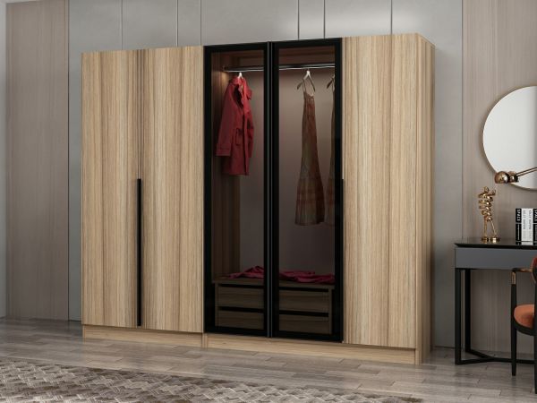 Kale Plus 5 Kapaklı 2Ç Dolap Dore Plus Dore Füme Cam 190CM