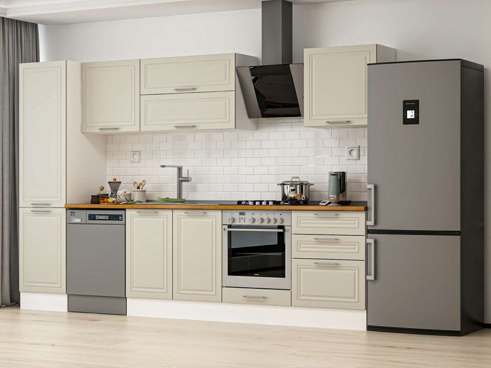 Alvinka 310X210 Cm Klasik Mebran Mutfak Dolabı Beyaz Beyaz Mb-E80B50S60-2