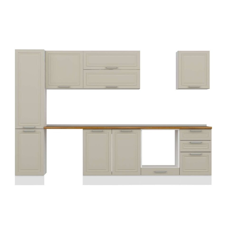 Alvinka 305X210 Cm Klasik Mebran Mutfak Dolabı Mb-E90B45S50-2 Mebran | Kumtaşı - Suntalam