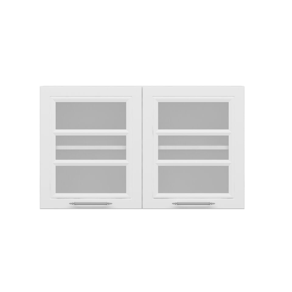 Alvinka Mutfak Modül Mbr_C Üst 2Dk1R 100-H60Cm Dolap Cam Beyaz Beyaz