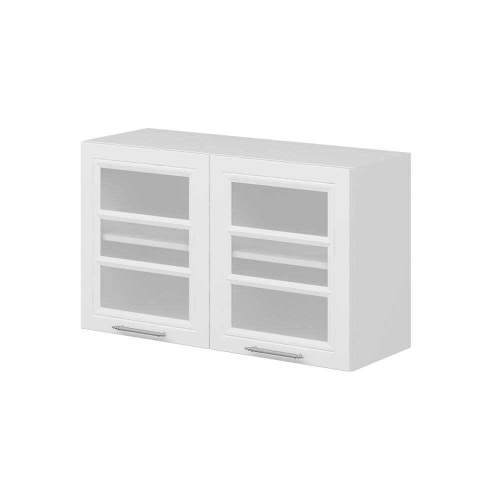 Alvinka Mutfak Modül Mbr_C Üst 2Dk1R 100-H60Cm Dolap Cam Beyaz Beyaz