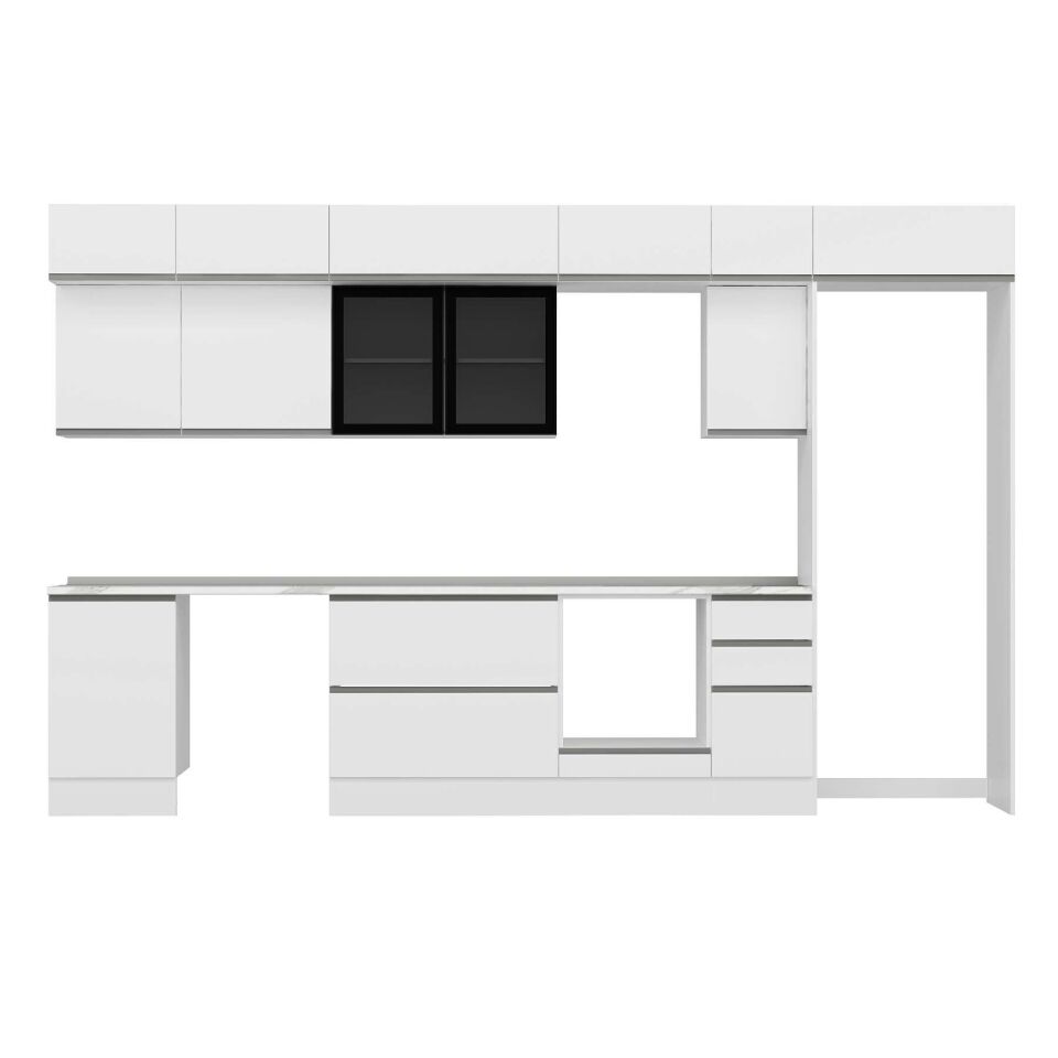 Alvinka 380X240 Cm High Gloss Mutfak Dolabı Mb-E90S50S40-3 High Gloss | Beyaz - Mdf