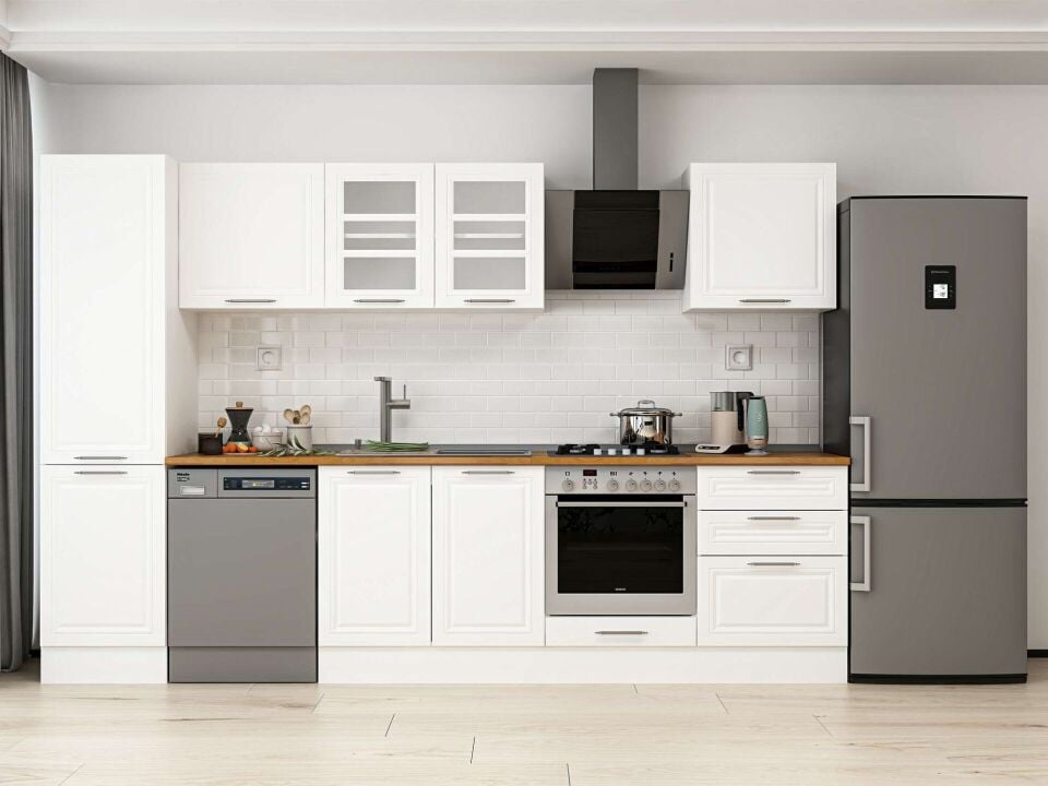 Alvinka 310X210 Cm Klasik Mebran Mutfak Dolabı Beyaz Beyaz Mb-E80B50S60-3