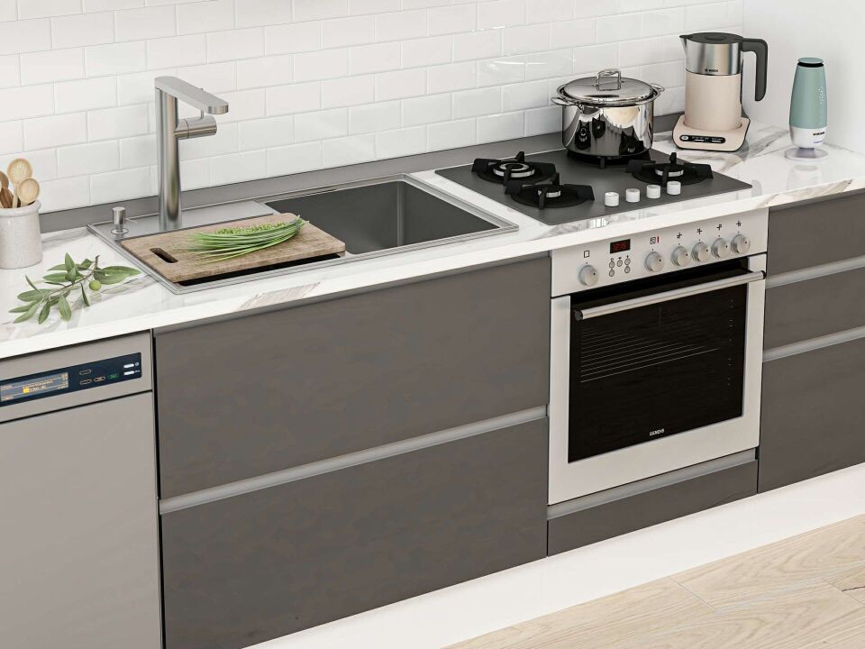 Alvinka 380X240 Cm High Gloss Mutfak Dolabı Mb-E90S50S40-3 High Gloss | Antrasit - Suntalam