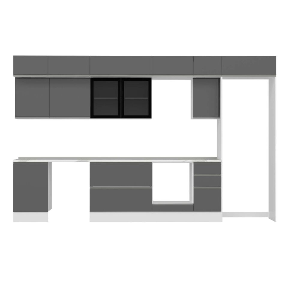 Alvinka 380X240 Cm High Gloss Mutfak Dolabı Mb-E90S50S40-3 High Gloss | Antrasit - Suntalam