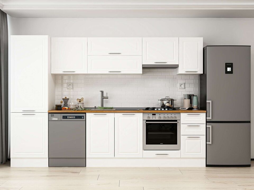 Alvinka 300X210 Cm Klasik Mebran Mutfak Dolabı Beyaz Beyaz Mb-E80B60S40-1