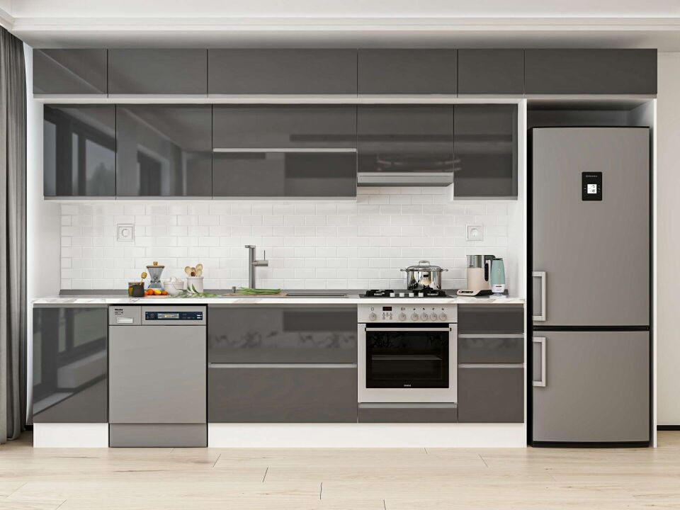 Alvinka 375X240 Cm High Gloss Mutfak Dolabı Mb-E90S45S40-1