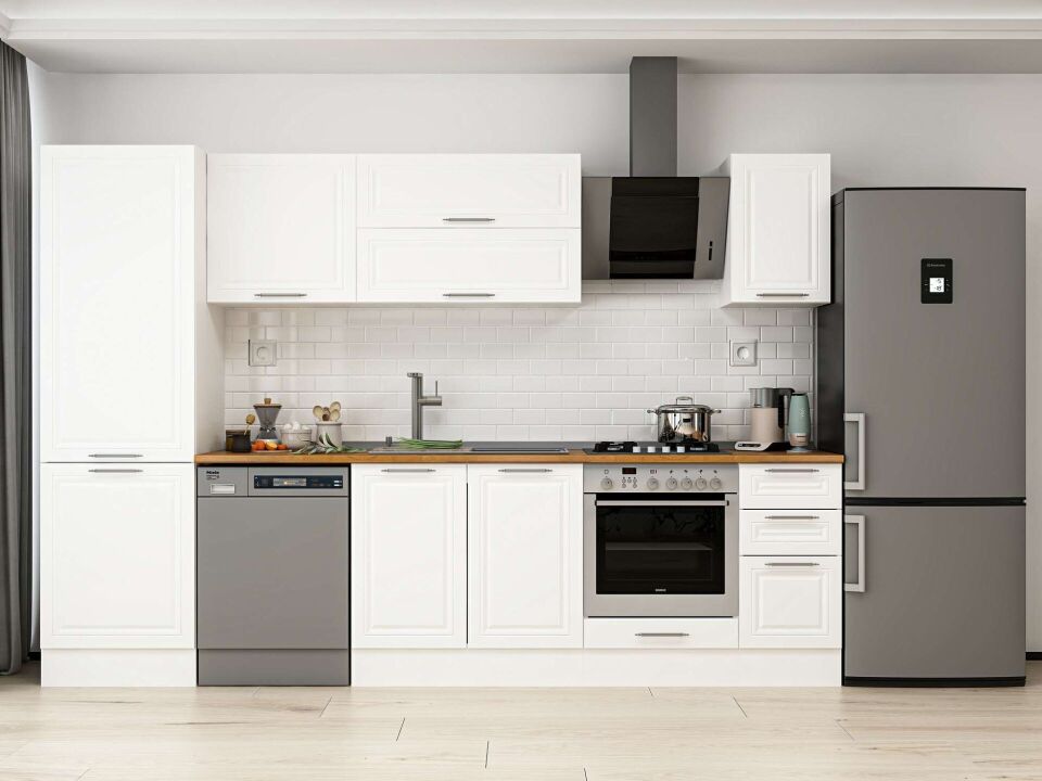 Alvinka 300X210 Cm Klasik Mebran Mutfak Dolabı Beyaz Beyaz Mb-E80B60S40-2
