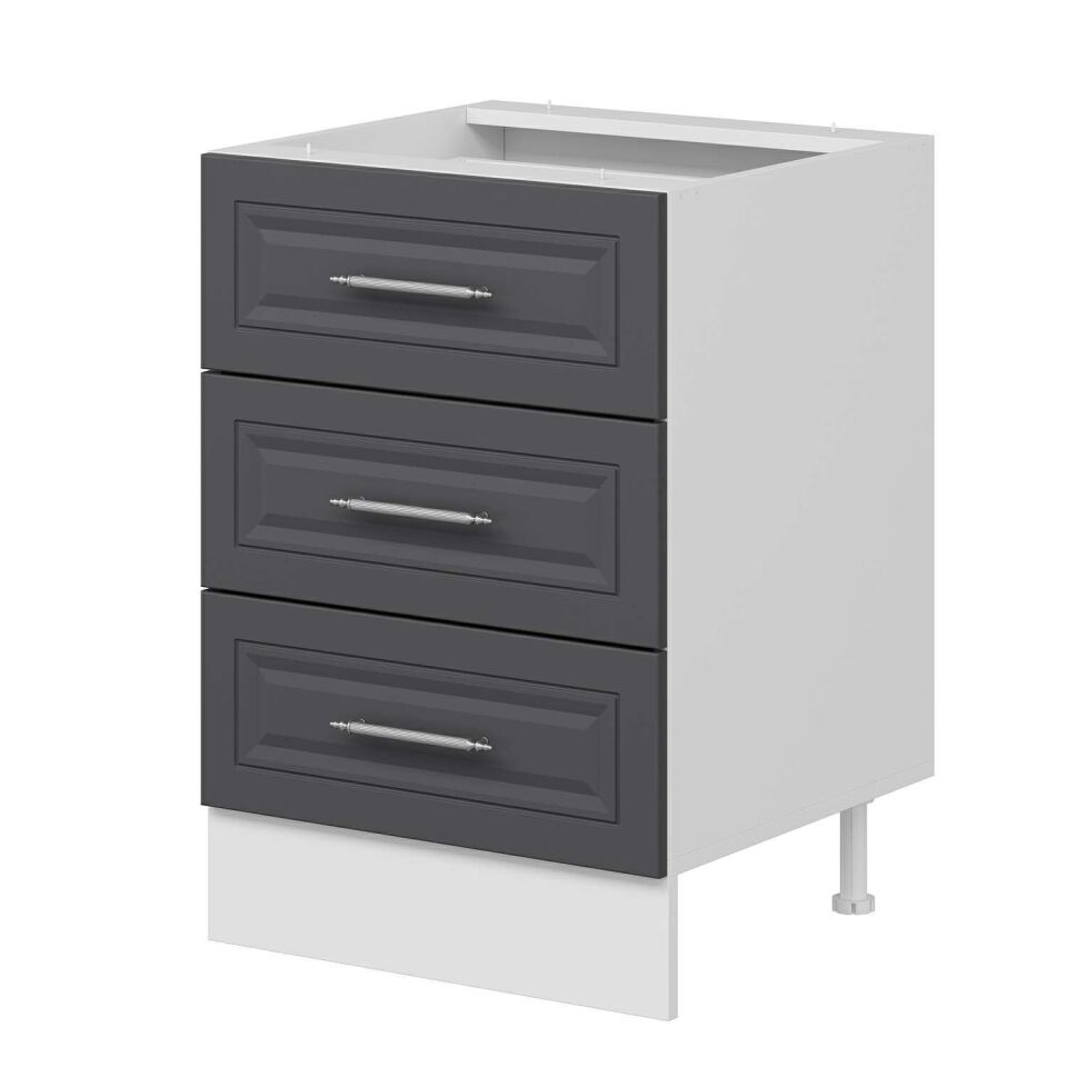 Alvinka Mutfak Modül Mbr_C Alt 3Ç 60Cm Dolap Beyaz Antrasit Mdf