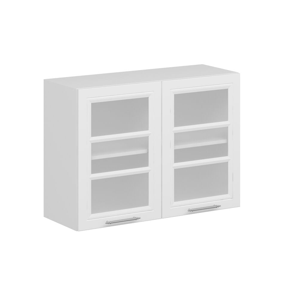 Alvinka Mutfak Modül Mbr_C Üst 2Dk1R 100-H72Cm Dolap Cam Beyaz Beyaz