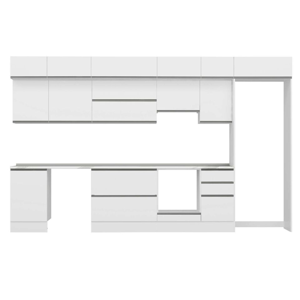 Alvinka 385X240 Cm High Gloss Mutfak Dolabı Mb-E90S50S45-1 High Gloss | Beyaz - Suntalam