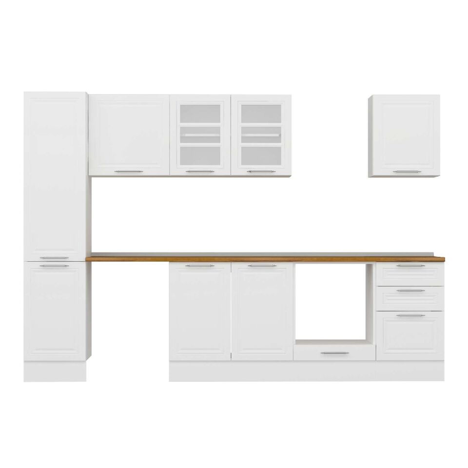 Alvinka 305X210 Cm Klasik Mebran Mutfak Dolabı Mb-E90B45S50-3 Mebran | Beyaz - Suntalam