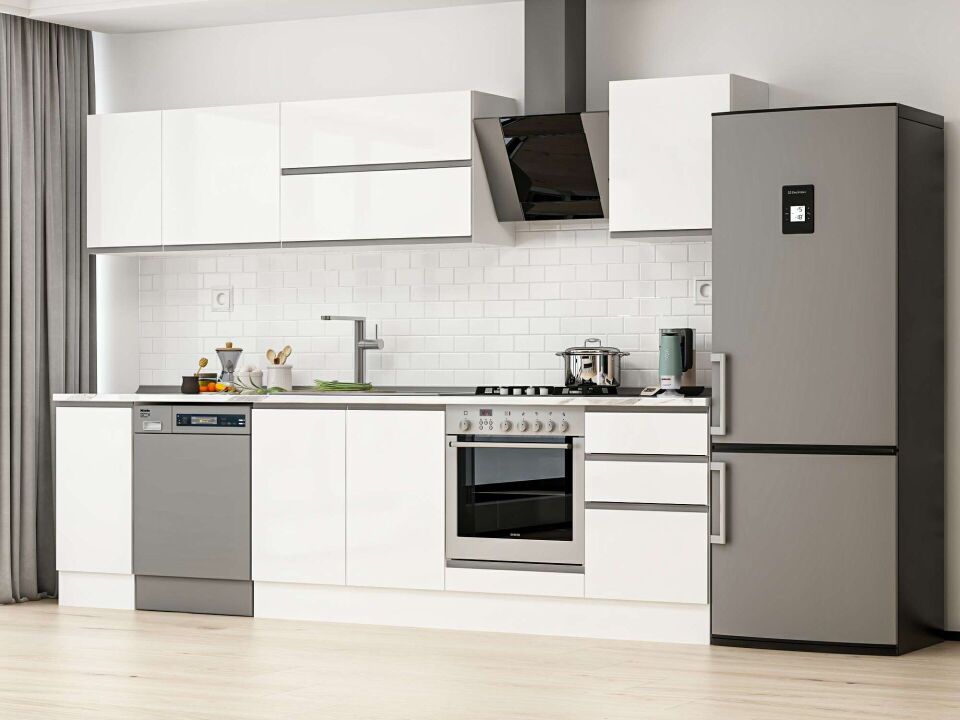 Alvinka 290X210 Cm High Gloss Mutfak Dolabı M-E80S40S50-2 High Gloss | Beyaz - Mdf