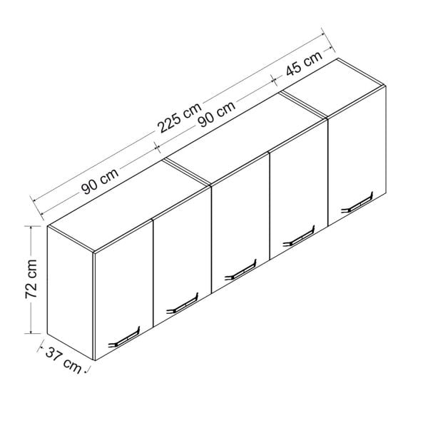 Minar 225 Cm Mutfak Dolabı Beyaz 225-B2-Üst Modül