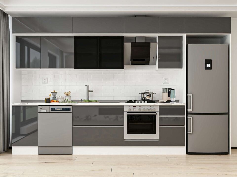 Alvinka 380X240 Cm High Gloss Mutfak Dolabı Mb-E90S45S45-3