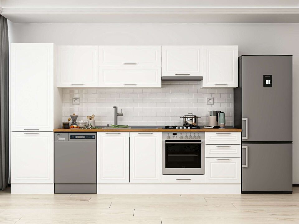 Alvinka 310X210 Cm Klasik Mebran Mutfak Dolabı Beyaz Beyaz Mb-E80B60S50-1