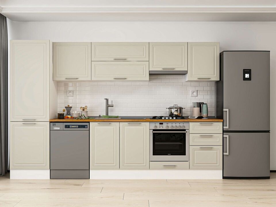 Alvinka 310X210 Cm Klasik Mebran Mutfak Dolabı Beyaz Beyaz Mb-E80B60S50-1
