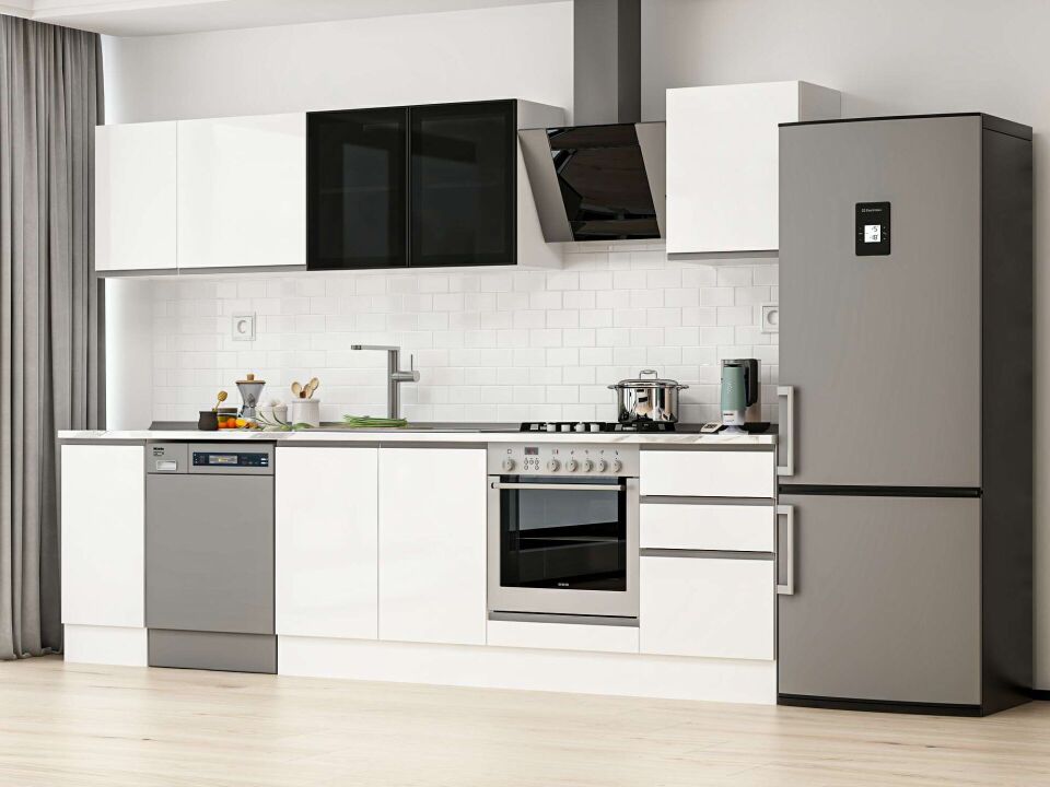 Alvinka 290X210 Cm High Gloss Mutfak Dolabı M-E80S40S50-3 High Gloss | Beyaz - Mdf