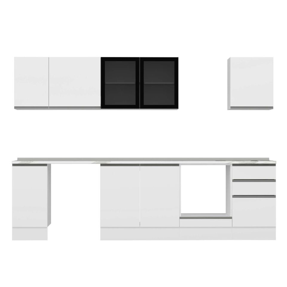 Alvinka 290X210 Cm High Gloss Mutfak Dolabı M-E80S40S50-3 High Gloss | Beyaz - Mdf