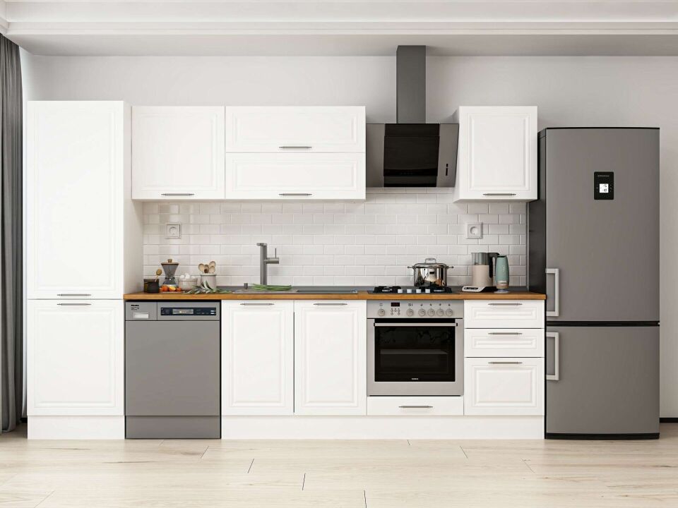 Alvinka 310X210 Cm Klasik Mebran Mutfak Dolabı Beyaz Beyaz Mb-E80B60S50-2