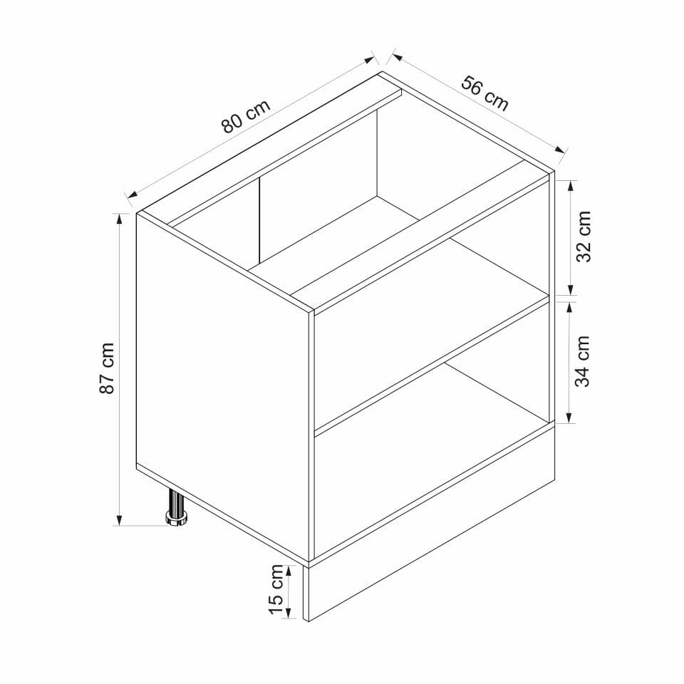 Alvinka Mutfak Modül Mbr_A Alt 2K1R 80Cm Dolap Beyaz Beyaz