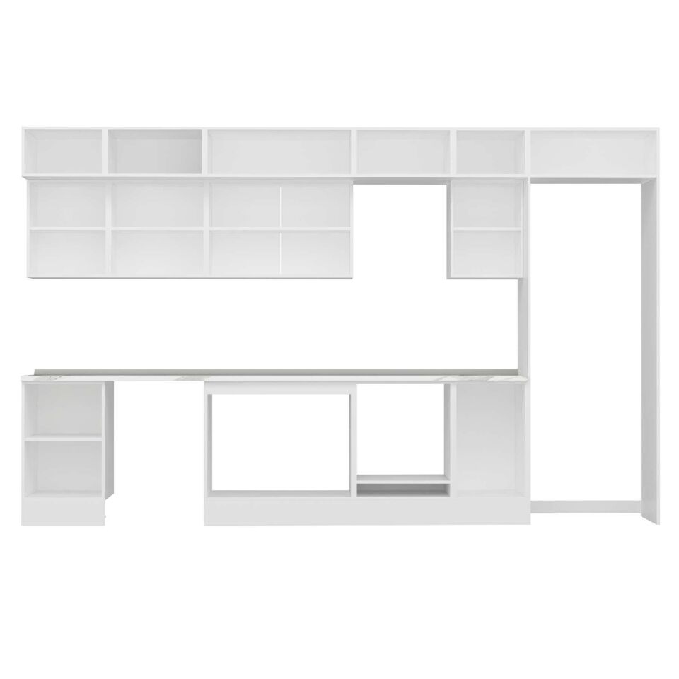 Alvinka 385X240 Cm High Gloss Mutfak Dolabı Mb-E90S50S45-2 High Gloss | Antrasit - Suntalam