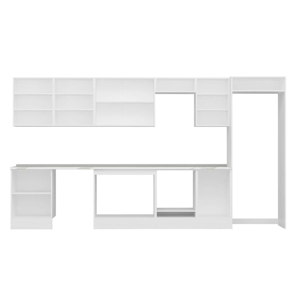 Alvinka 400X222 Cm Klasik Mebran Mutfak Dolabı Mb-E90S60S50-2 Mebran | Antrasit - Mdf