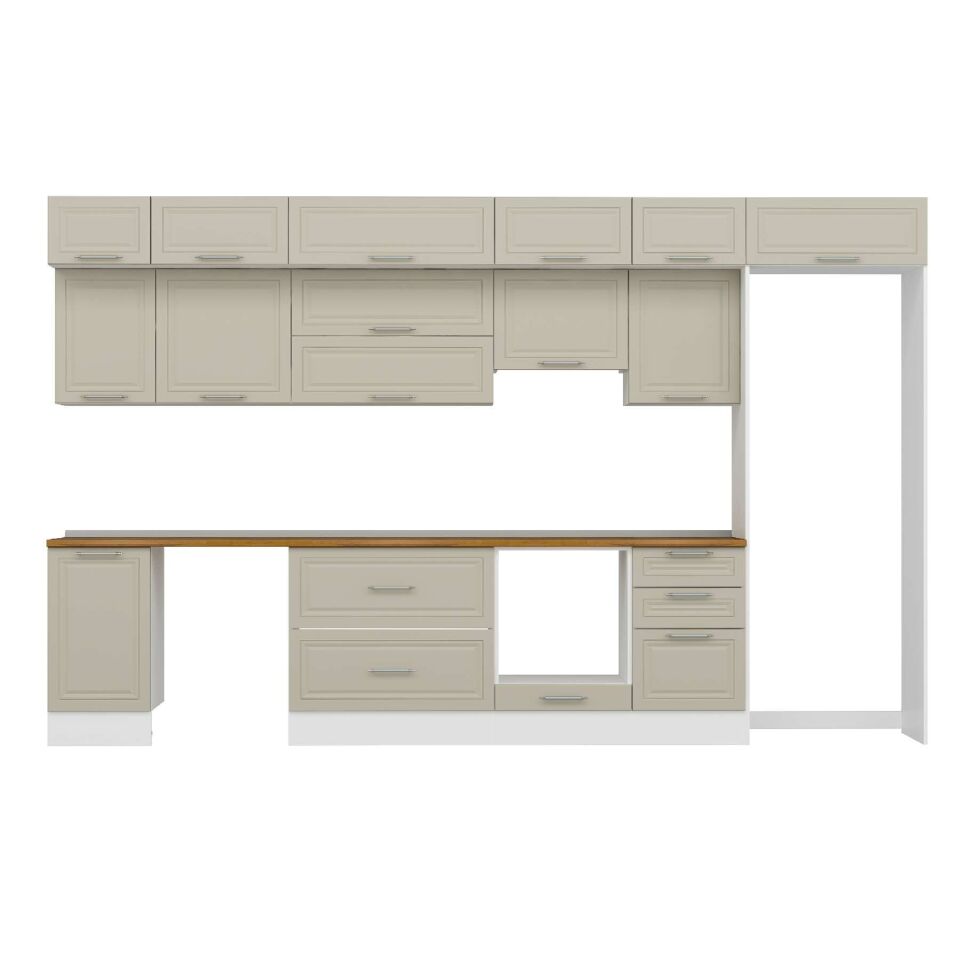 Alvinka 385X240 Cm Klasik Mebran Mutfak Dolabı Mb-E90S45S50-1 Mebran | Kumtaşı - Suntalam
