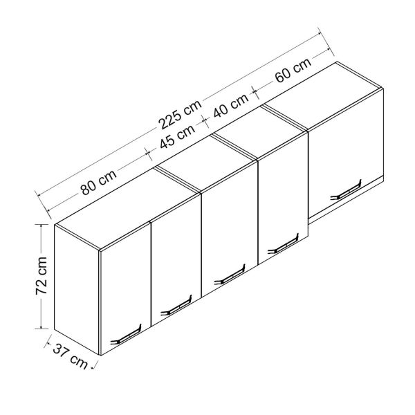 Minar 225 Cm Mutfak Dolabı Beyaz 225-B7-Üst Modül