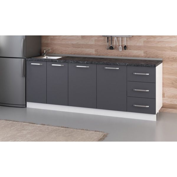 Minar 225 Cm Mutfak Dolabı Beyaz Antrasit 225-A1-Alt Modül