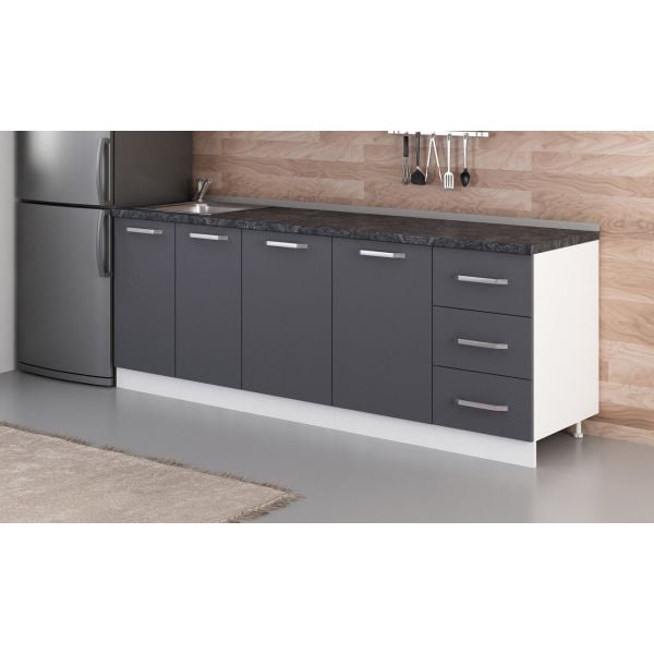 Minar 225 Cm Mutfak Dolabı Beyaz Antrasit 225-A1-Alt Modül