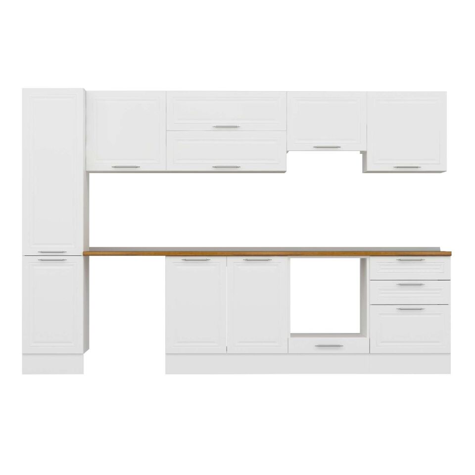 Alvinka 315X210 Cm Klasik Mebran Mutfak Dolabı Mb-E90B45S60-1 Mebran | Beyaz - Mdf