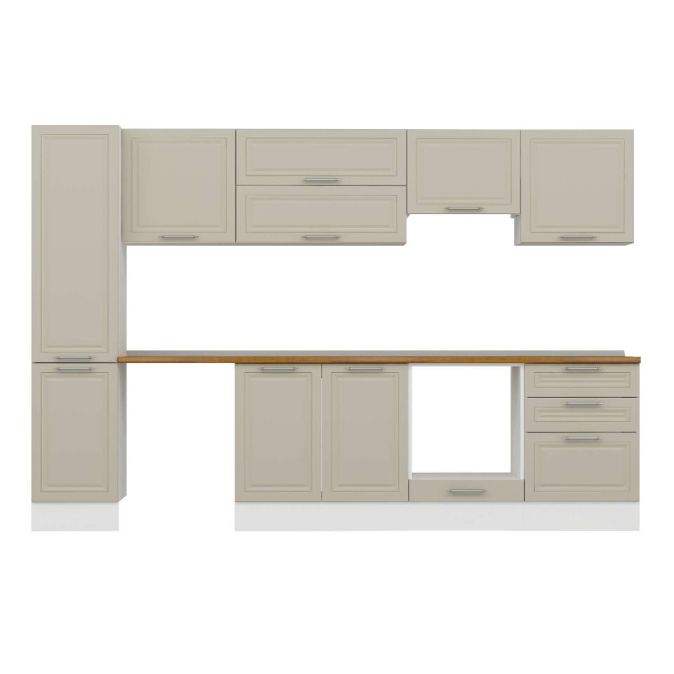 Alvinka 315X210 Cm Klasik Mebran Mutfak Dolabı Mb-E90B45S60-1 Mebran | Kumtaşı - Mdf