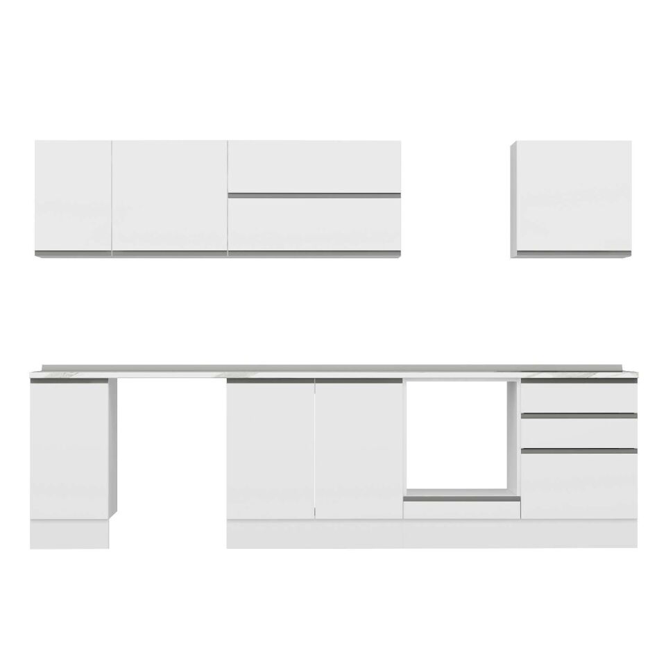 Alvinka 300X210 Cm High Gloss Mutfak Dolabı M-E80S40S60-2 High Gloss | Beyaz - Suntalam