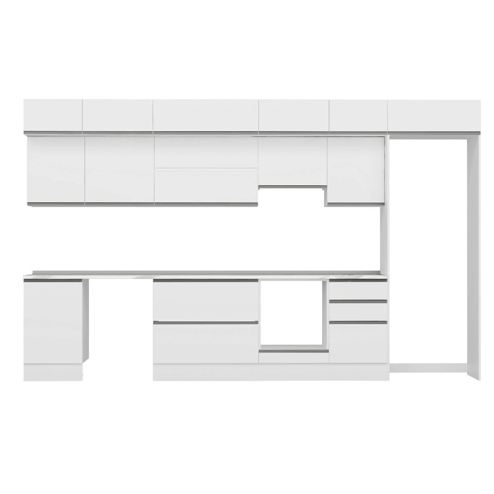 Alvinka 390X240 Cm High Gloss Mutfak Dolabı Mb-E90S50S50-1 High Gloss | Beyaz - Mdf