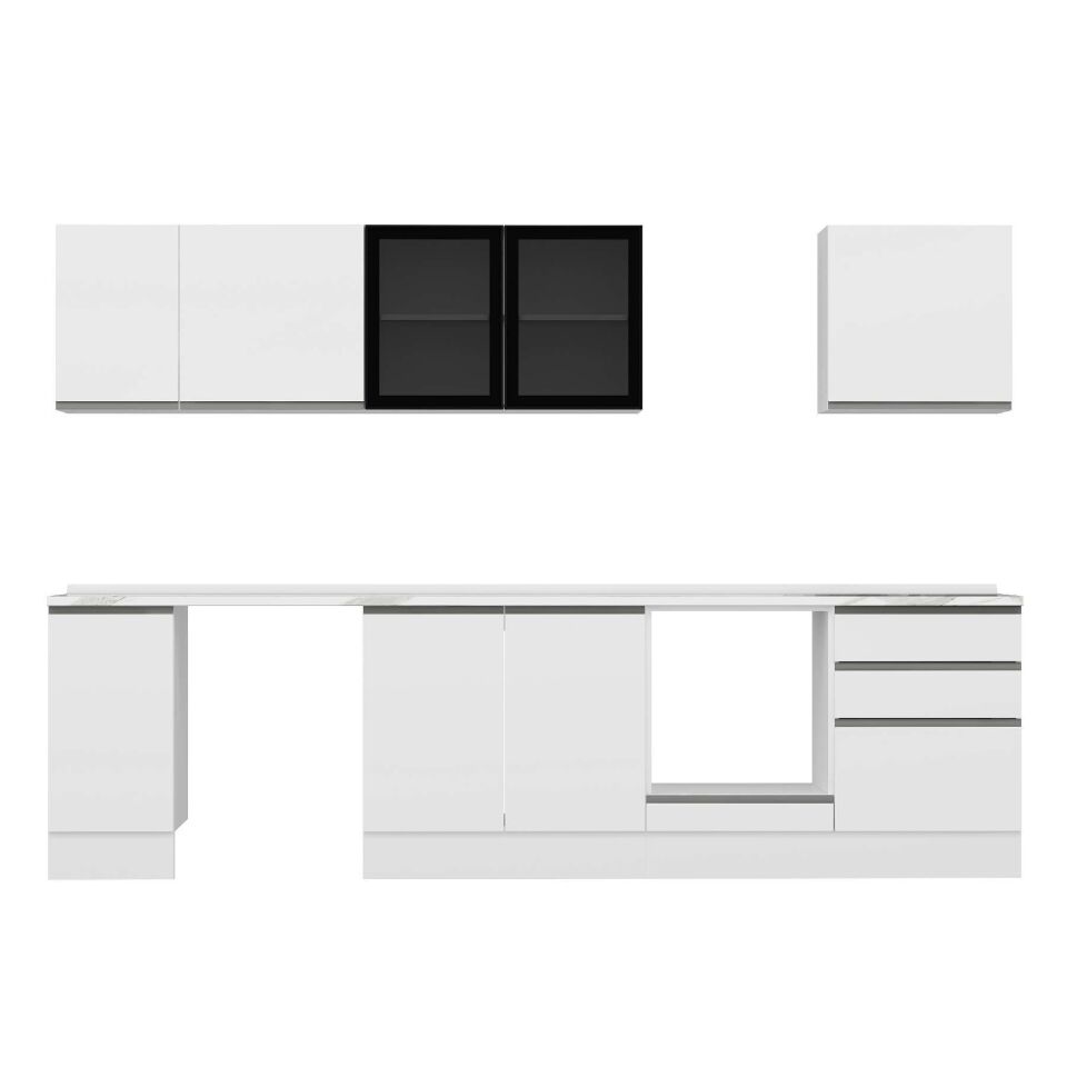 Alvinka 300X210 Cm High Gloss Mutfak Dolabı M-E80S40S60-3 High Gloss | Beyaz - Suntalam