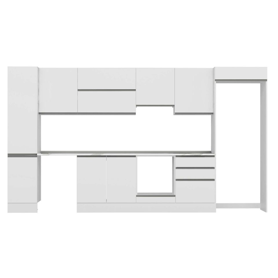 Alvinka 385X222 Cm High Gloss Mutfak Dolabı Mbb-E80B45S60-1 High Gloss | Beyaz - Suntalam