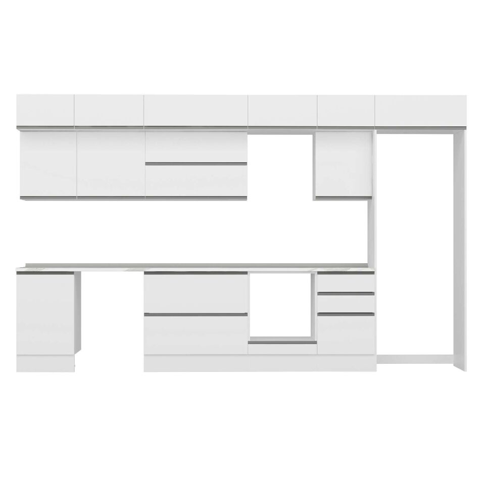 Alvinka 390X240 Cm High Gloss Mutfak Dolabı Mb-E90S50S50-2 High Gloss | Beyaz - Suntalam