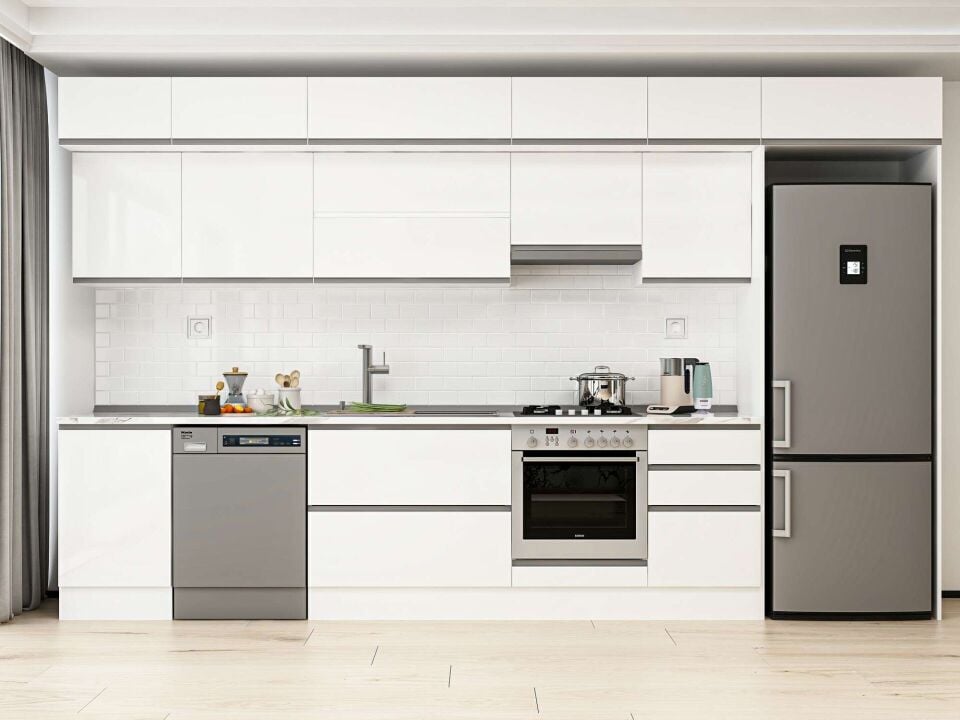 Alvinka 390X240 Cm High Gloss Mutfak Dolabı Mb-E90S50S50-1
