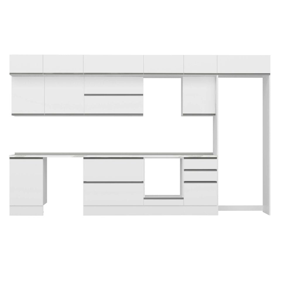 Alvinka 390X240 Cm High Gloss Mutfak Dolabı Mb-E90S50S50-2 High Gloss | Beyaz - Mdf