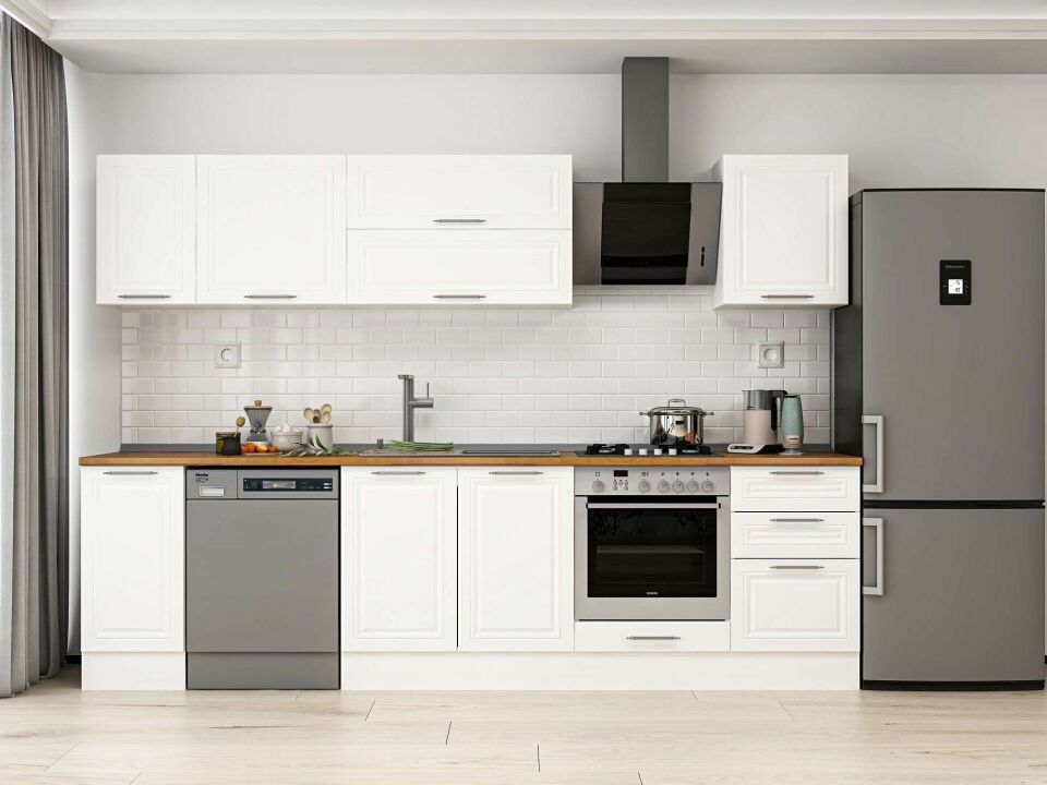 Alvinka 300X210 Cm Klasik Mebran Mutfak Dolabı Beyaz Beyaz M-E90S40S50-2